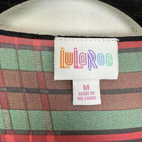 Lularoe Shirley Kimono Red Black Holiday Plaid Sheer Kimono Size Medium - Picture 3 of 5